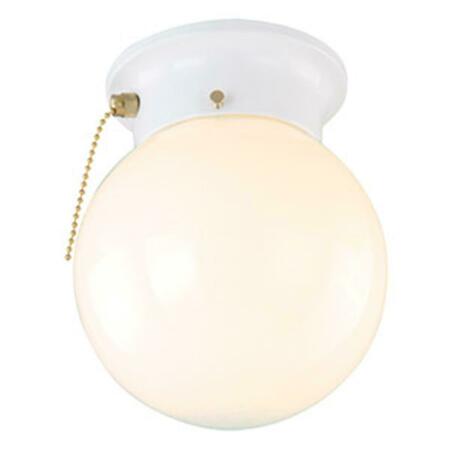 CLING 1-Light Glass Globe Ceiling Mount With Pull Chain, White Finish CL63553